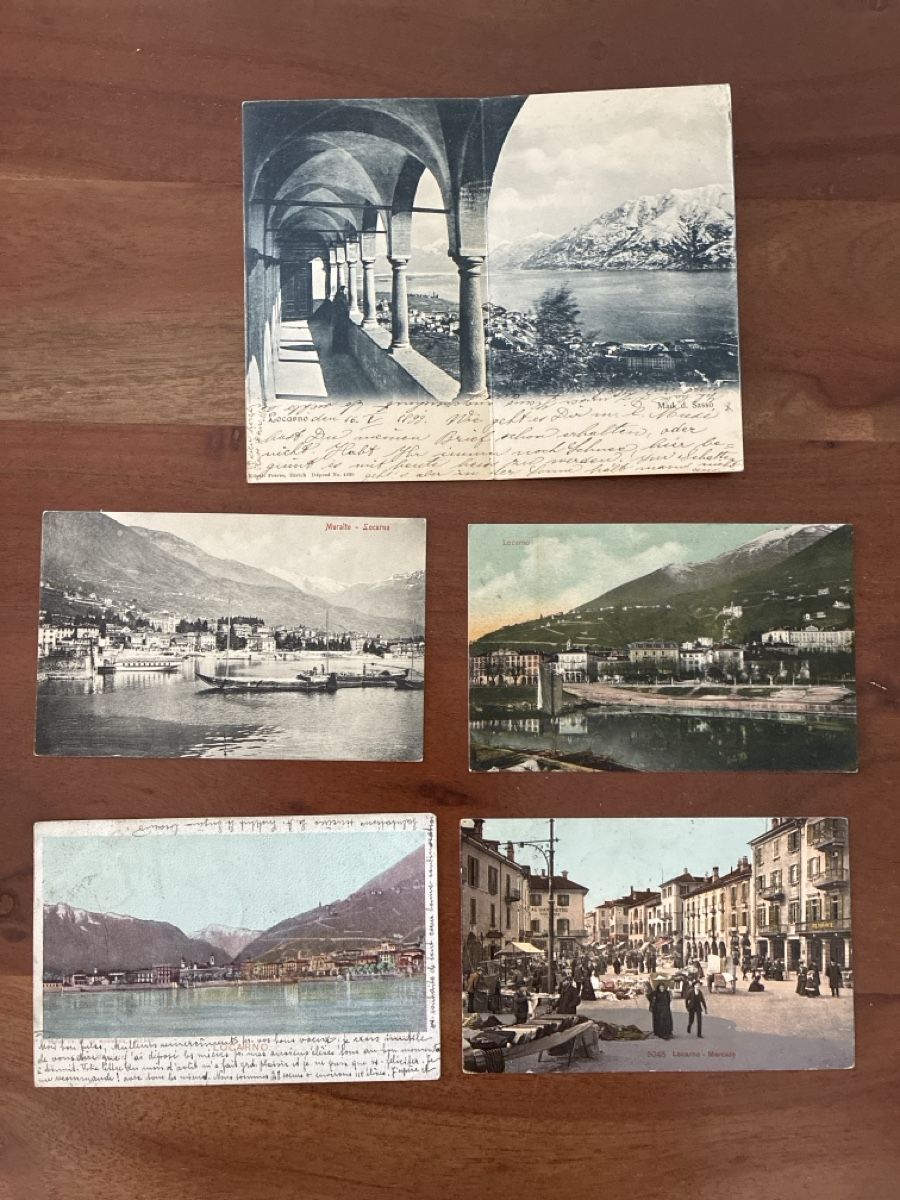 Ansichtskarten: 5 Ansichtskarten Schweiz von Locarno TI – Gebraucht aus Oftringen von Cla.vD.74