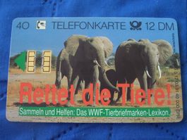 Telefonkarte WWF Elefanten 12 DM gebraucht guter Zustand