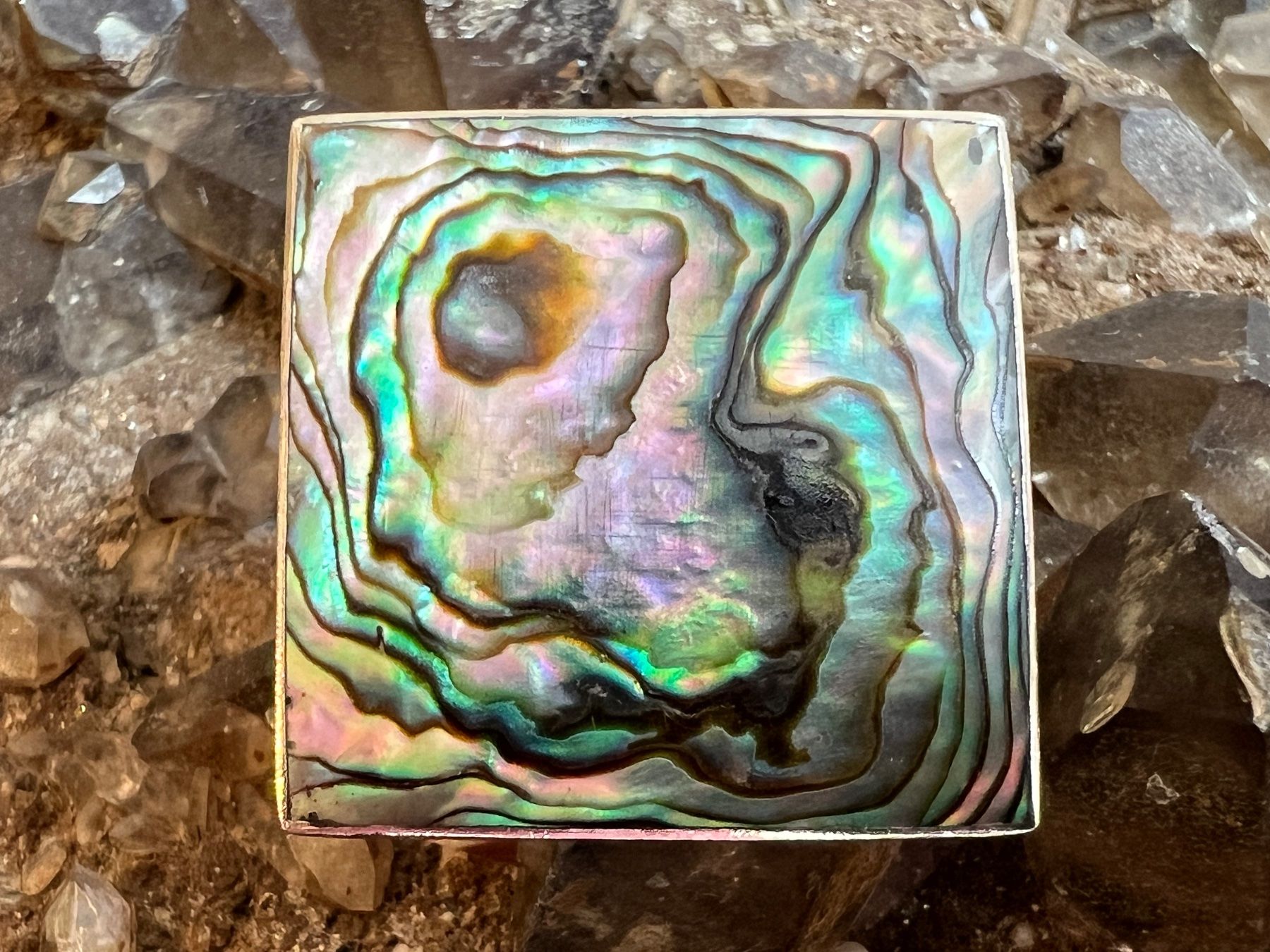 Anelli: Statement Ring quadratisch 925 Silber Abalone Paua Muschel – Nuovo (secondo la descrizione) da Bern venduto da Jiffy