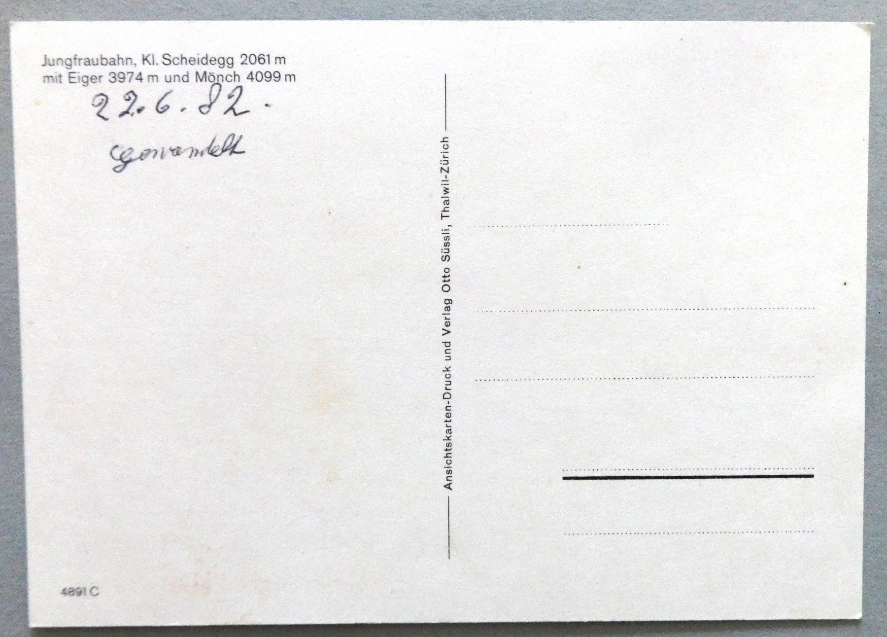 Cartoline postali: Jungfraubahn, Kl. Scheidegg 2061 m – Usato da Fétigny venduto da Billy2miny 1