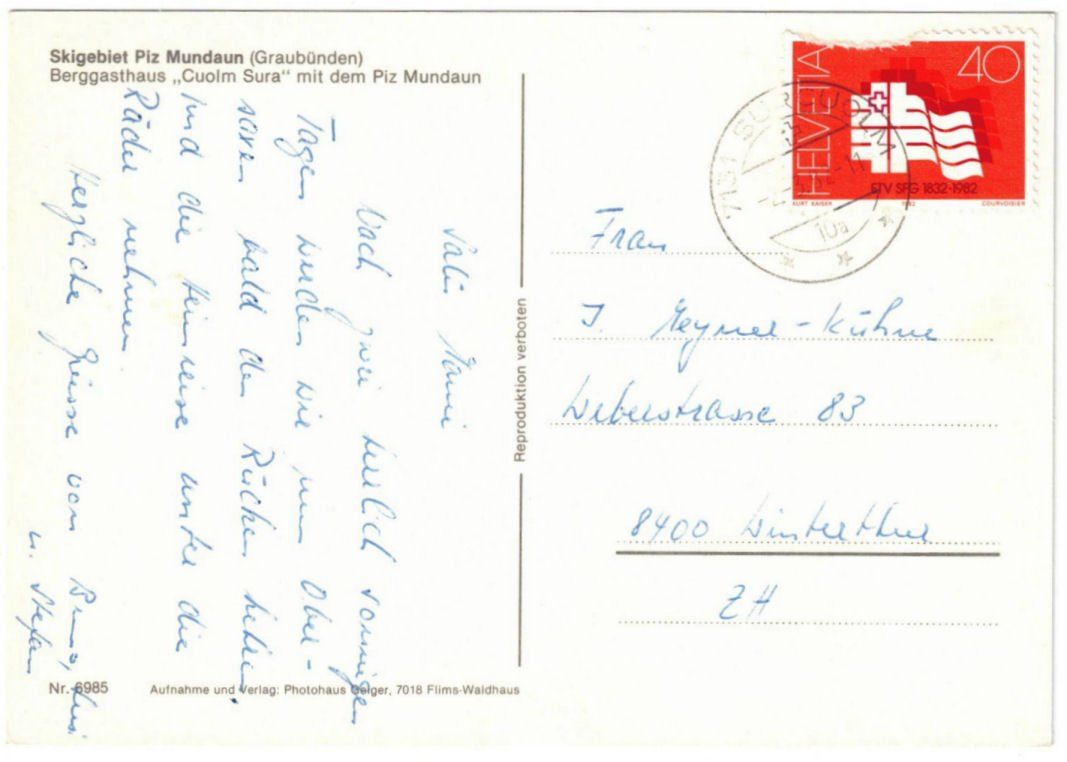 Cartoline postali: Obersaxen - Skigebiet – Usato da Binningen venduto da Mountainrider 1