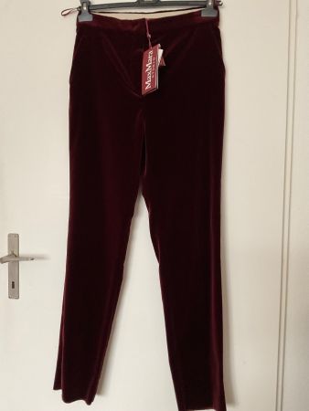Max Mara Samt Hose Gr 40 NEU NP 240 Aubergine/ Bordeaux