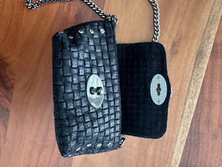 Handtasche klein Schwarz Leder Used Zustand