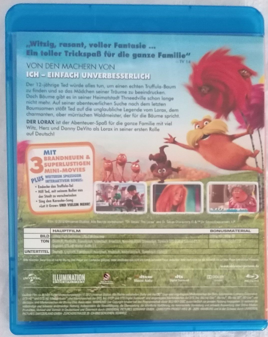 Tutti i DVDs: Der Lorax - Blu-ray - Trickfilm - Animation – Usato da Oberurnen venduto da mackrokodile 1