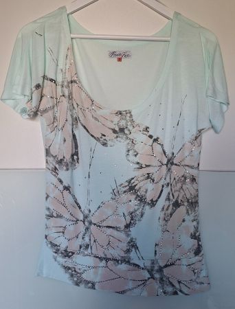 Damen-Shirt mit Blumenprint und Strass Grösse S