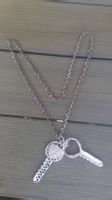 Collier sautoir avec double CLEF en strass, NEUF