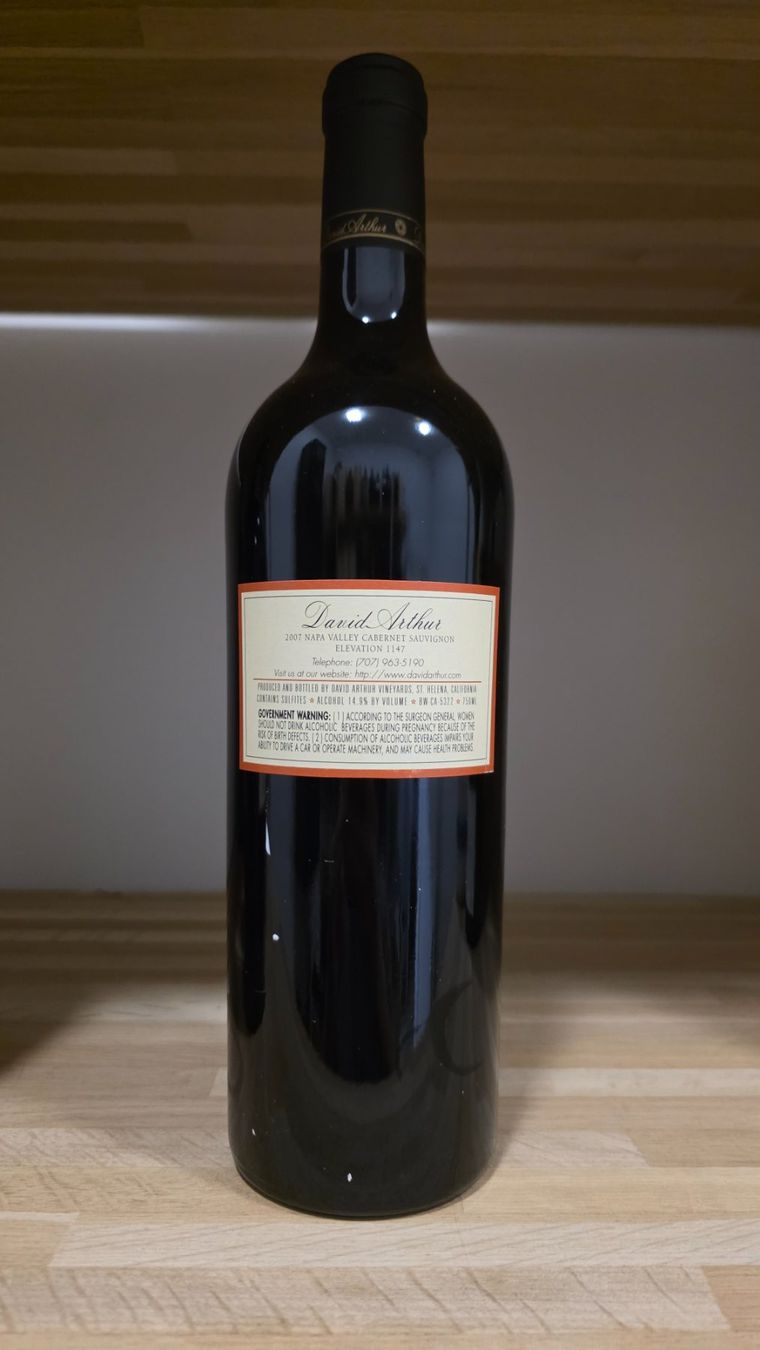 Vino: David Arthur Elevation 1147 - 2007 - 75cl – Nuovo e nell'imballaggio originale da Steinmaur venduto da Mediascan 1