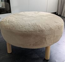 Runder Pouf beiger Stoff