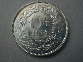 1 Fr. 1914 silber  Prachtsstück  wie neu