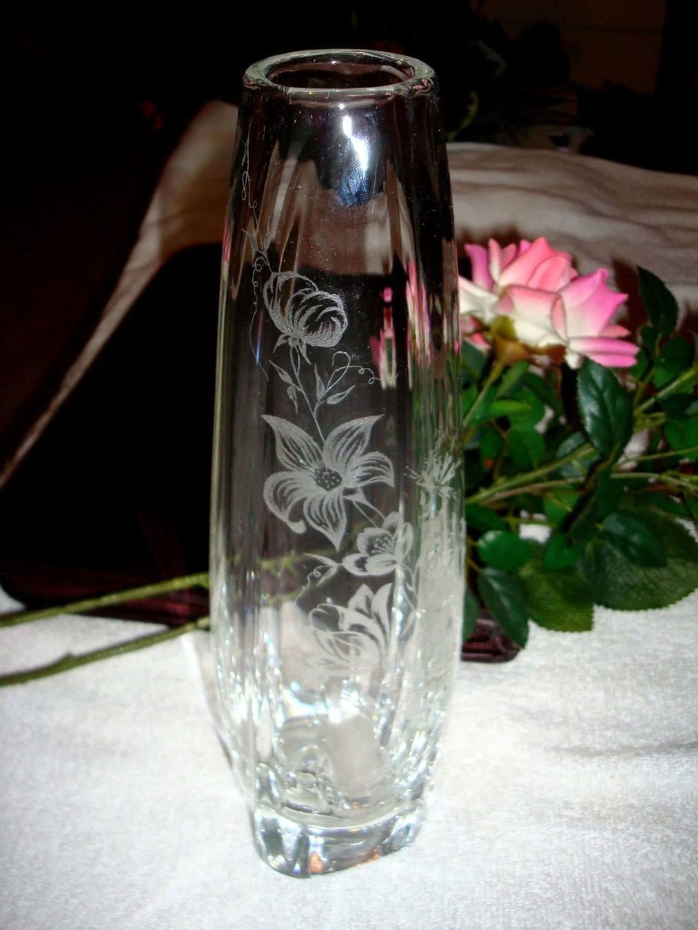 Vasen & Gefässe: Kristallglas Vase, Blumenmotiv geritzt – Neu (gemäss Beschreibung) aus Ueberstorf von dinbau 4