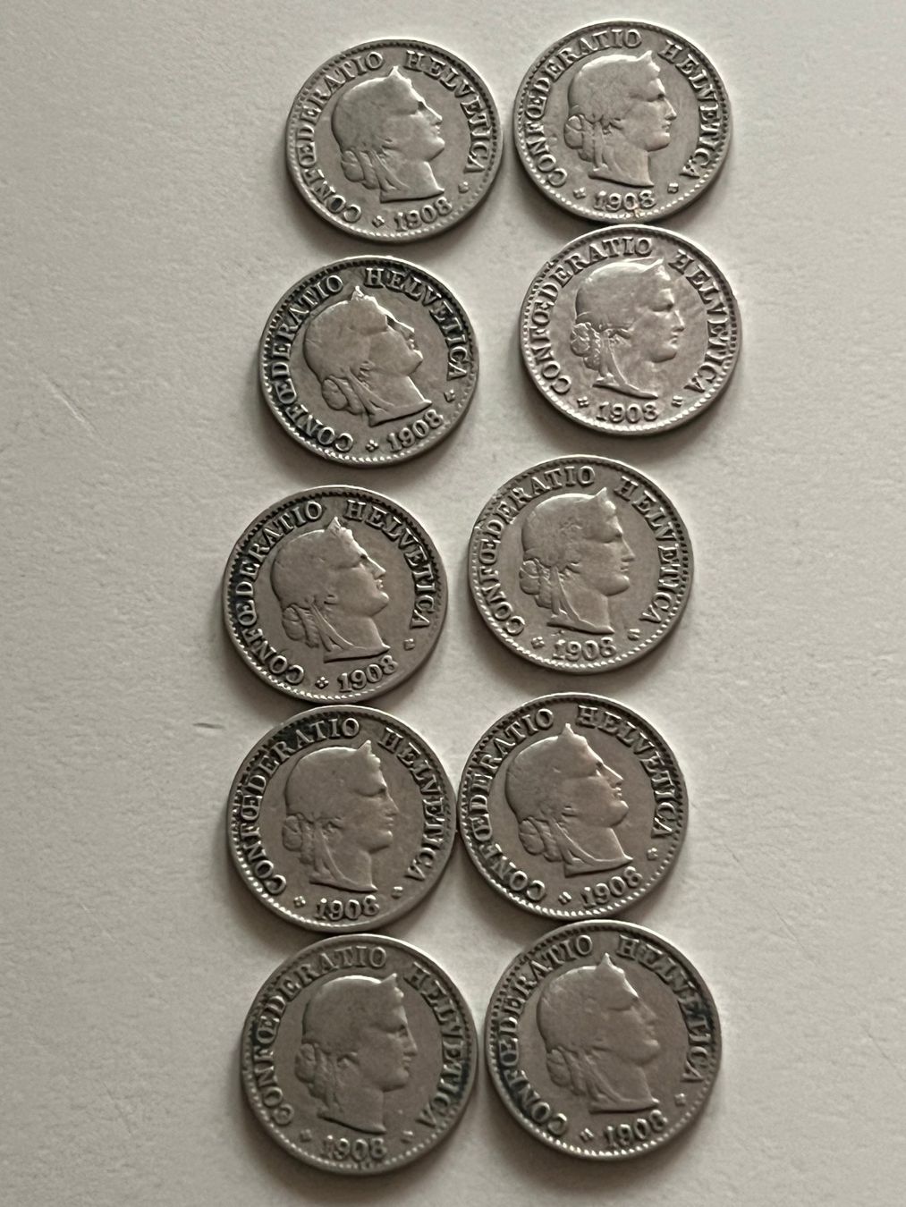 Toutes les monnaies: Lot mit 10 Stk. 5 Rp. 1908 – D'occasion à Schötz par Odpa
