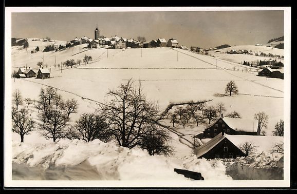 Cartoline postali: AK Wald /App., Ort mit Kirche, Winteransicht – Usato da Berlin venduto da bartko-reher
