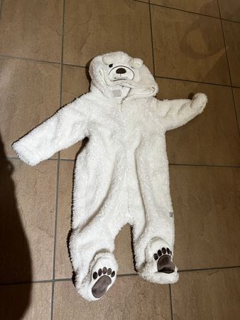 Baby Anzug Eisbär weiss flauschig Kapuze Grösse 74