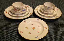 Meissen Porzellan Streublümchen Kaffee Dessert Service 1.Wa