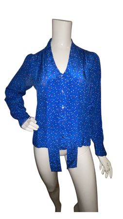 Saint Laurent Seidenbluse, Vintage Style, Gr. 40, Blau