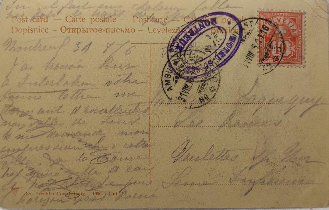Cartoline postali: TERRITET et la Dent du Midi - 1916 – Usato da Delémont venduto da Domdom1 1