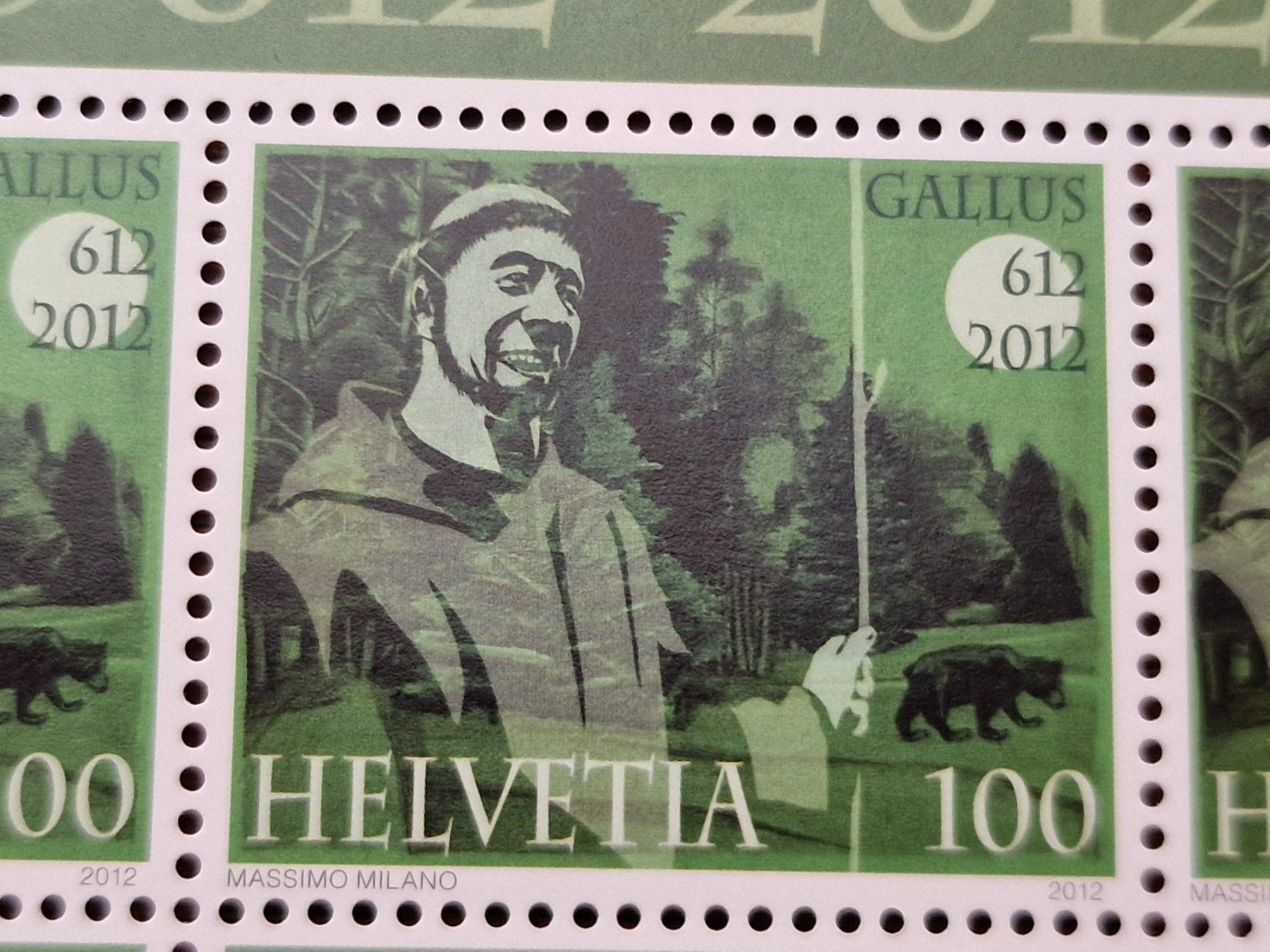 Tutti i francobolli: Kleinbogen 2012 - 1423 ** /  "1400 Jahre Gallus" – Usato da Aesch LU venduto da briefmarken.uray 3