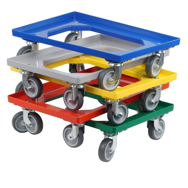 Karton EU Transportroller für Boxen 60 x 40 cm mit 4 Bremsen und 4