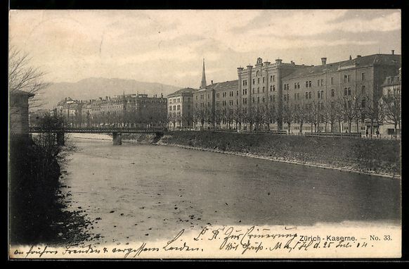 Cartoline postali: AK Zürich, Kaserne, 1904 – Usato da Berlin venduto da bartko-reher