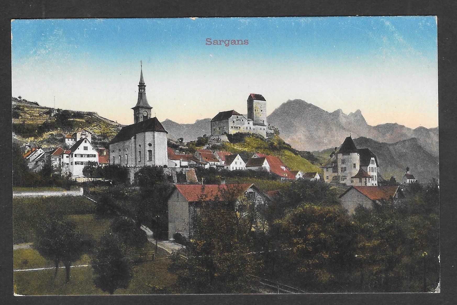 Cartoline postali: Sargans Teilansicht mit Schloss – Usato da Olten venduto da clotaldi