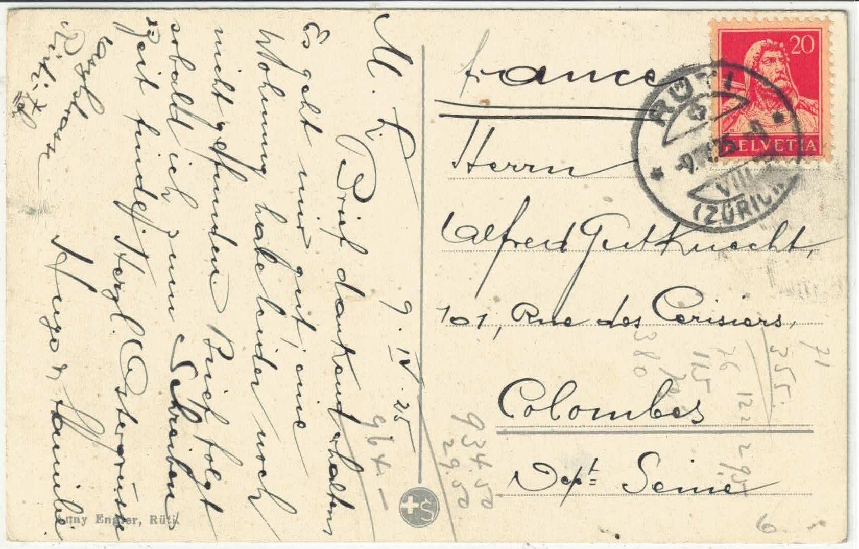 Cartoline postali: Rüti ZH - Generalansicht - Litho – Usato da Ettingen venduto da Kartenplanet 1