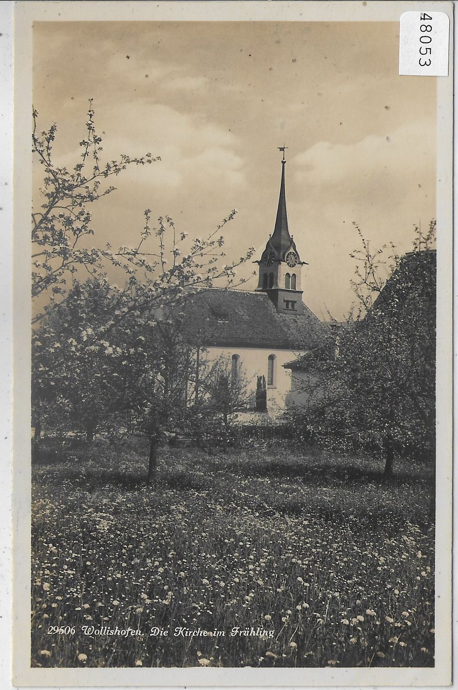 Cartoline postali: Wollishofen - Die Kirche im Frühling – Usato da Ettingen venduto da Kartenplanet