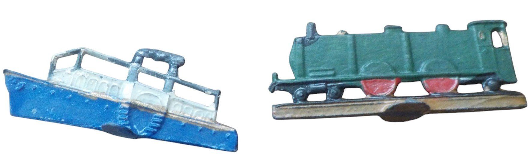 Statuette: 2 antike Zinnfiguren - Zug Schiff – Usato da Mörschwil venduto da antiksalon
