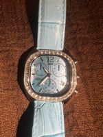 Montre Cover CO41 chrono femme cuir bleu etoiles