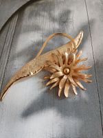 Große Vintage Brosche Gold  Astern / Blüten Motive 9 x 5 cm