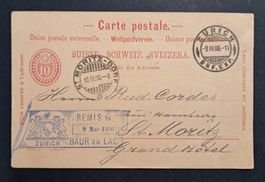Hotelpost Zürich Baur au Lac Stempel 1906