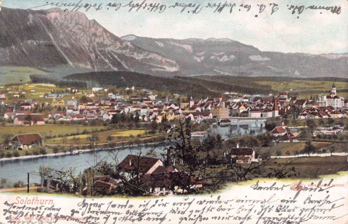 Cartoline postali: Solothurn // 1903 Gesamtansicht Stempel Murgenthal – Usato da Basel venduto da intermezzo12