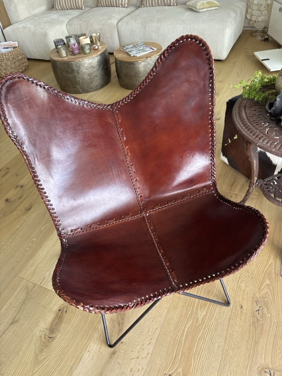 Sessel: Sessel Butterfly Brown Ecco Leder / Metall – Neu (gemäss Beschreibung) aus Gunten von tibisti 4