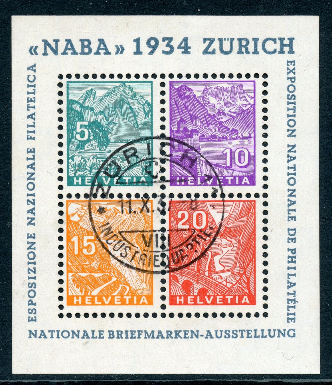 Tutti i francobolli: Zst W 1 Naba 1934 - Zürich 11.X.37 – Usato da Steffisburg venduto da Charlamov