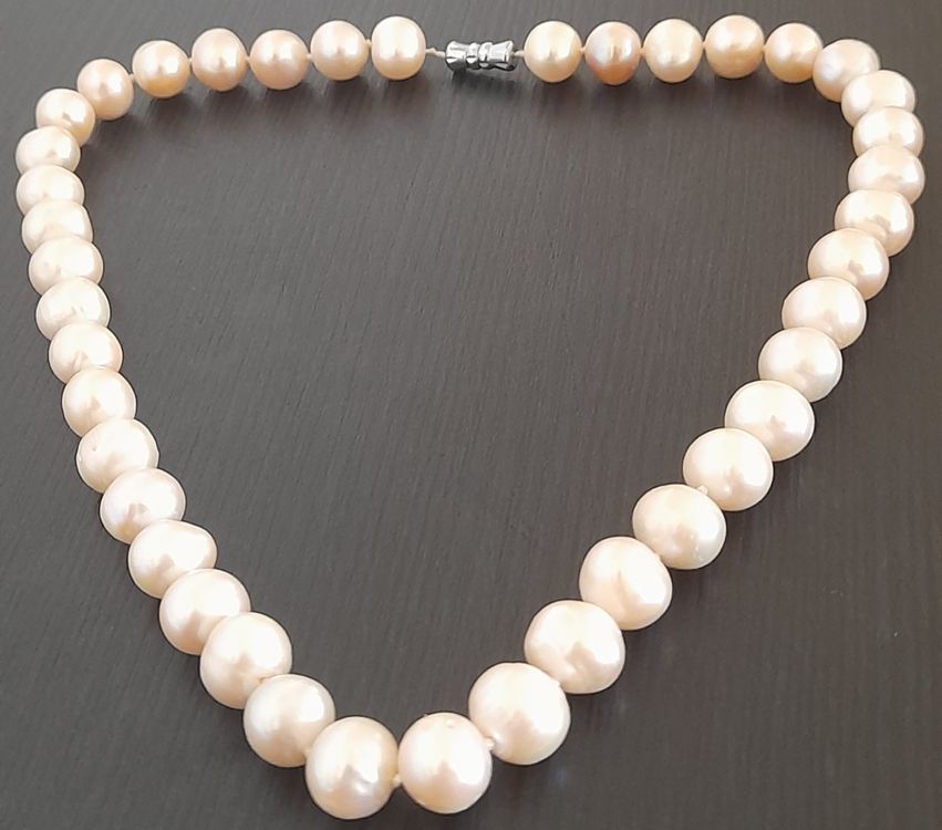 Collier Vintage Ancien Avec Perles Naturelles Véritables 6.8 Mm - Occasion