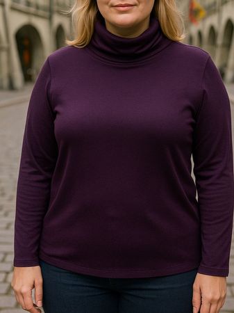 Rollkragen Longsleeve Gr 42 Aubergin Violett daneb Herbst 43