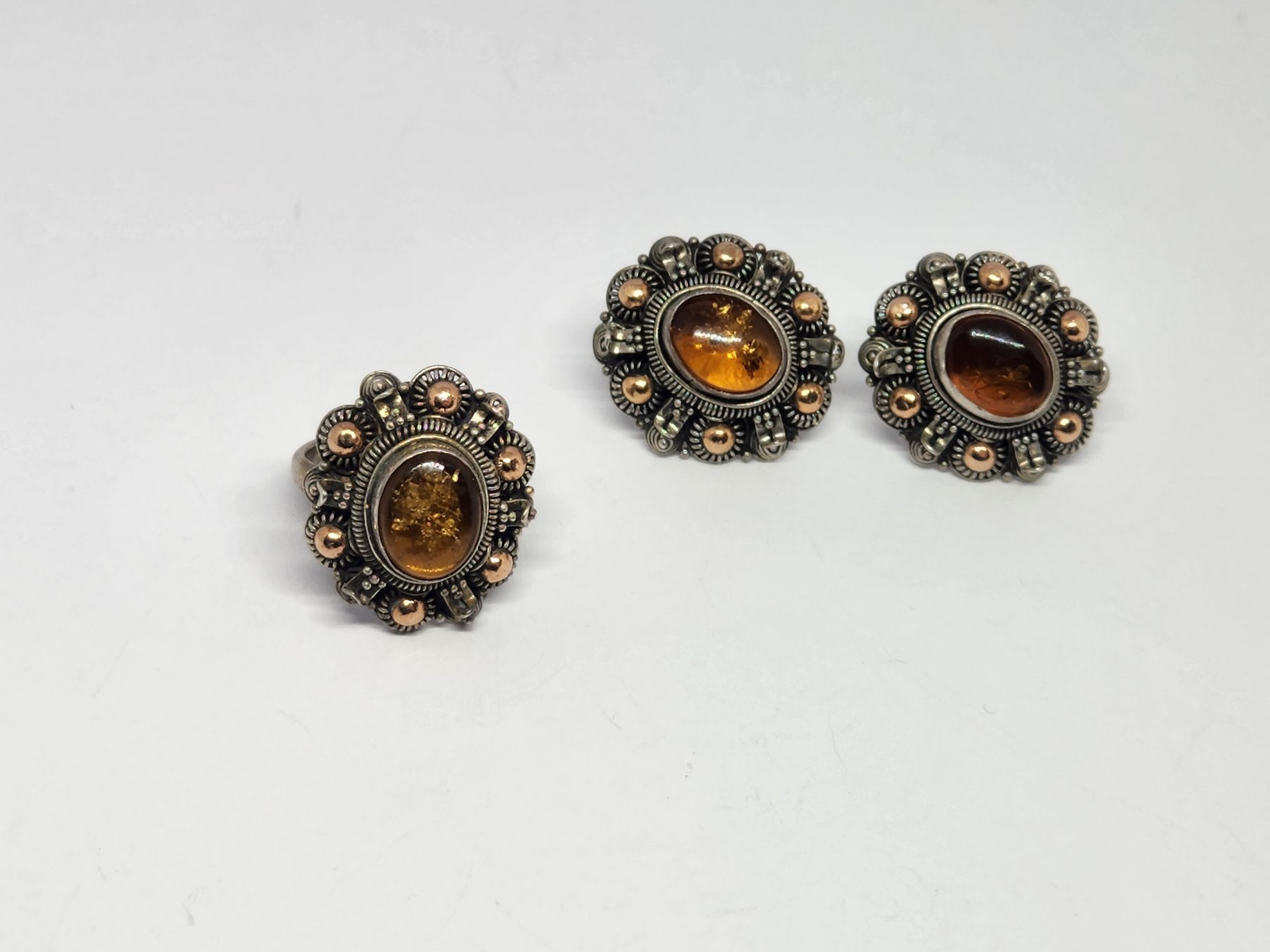 Altri gioielli: Schmuckset: Ring und Ohrstecker mit echten Bernstein – Usato da St. Gallen venduto da GIULESGG 6