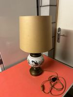 Tischlampe Porzellan Vogel Motiv Messingfuss Lampe Lampe Vin
