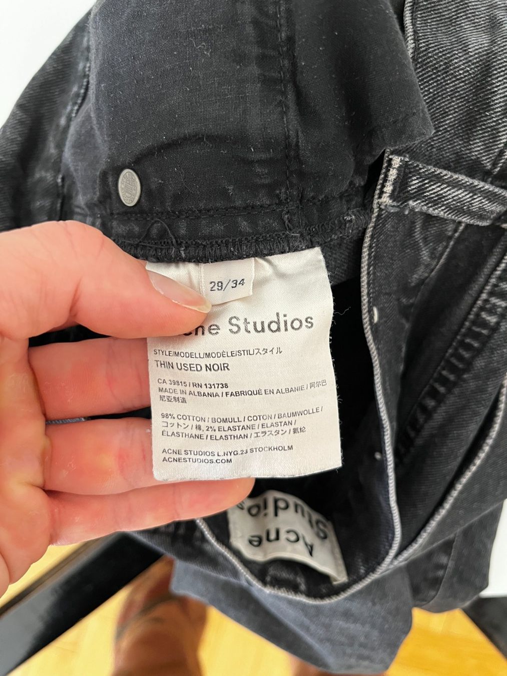 Acne Studios Jeans: ACNE STUDIOS THIN USED NOIR DENIM – D'occasion à Zürich par Ankawhi 3