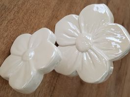 Blumen Blüte, weiss Keramik lasiert für Deko, Floristik
