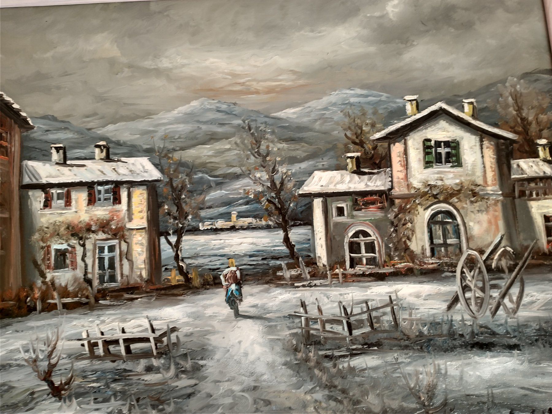 Tableaux: Winterliches Ölgemälde - Dorf im Schnee! – D'occasion à Löhningen par Chimae67 1