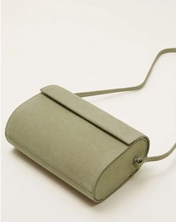 MANGO Leder Umhängetasche khaki olivgrün Tasche NEU