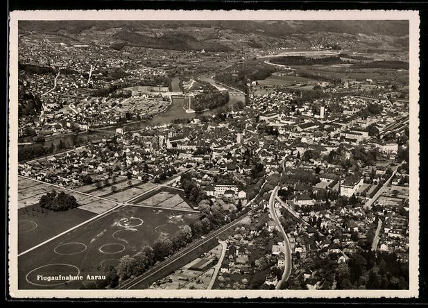 Cartoline postali: AK Aarau, Flugaufnahme – Usato da Berlin venduto da bartko-reher