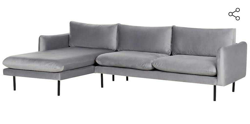 Beliani Divani: Sofa Grau Samtstoff, L form rechtsseitig – Usato da Dällikon venduto da sha_br6c