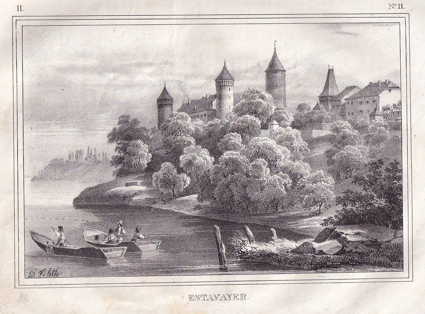 Stiche: ESTAVAYER, LITHOGRAPHIE VON 1836-1845 – Gebraucht aus Grüningen von Kartensammler