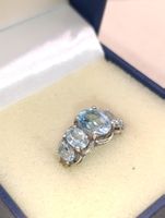Vintage 925er Silber Ring mit Aquamarine Meisterpunze Top