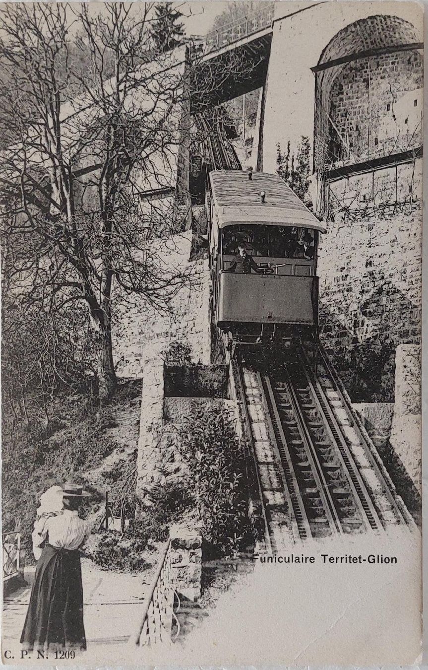 Cartoline postali: TERRITET - GLION  Funiculaire – Usato da Delémont venduto da Domdom1