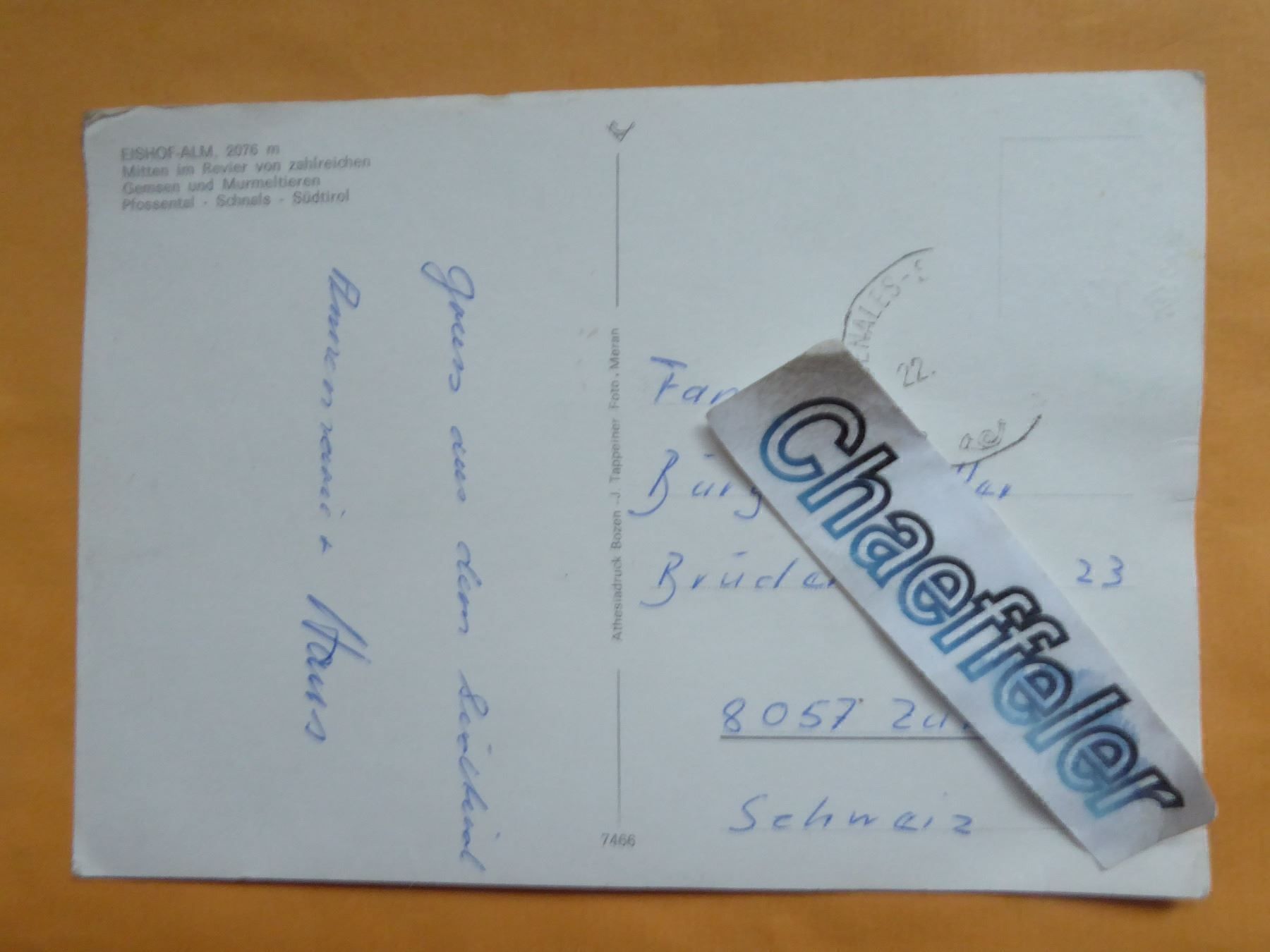 Cartes postales: Eishof - Alm – D'occasion à Zürich par Chaeffeler 1