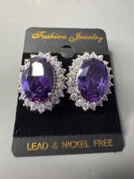 Ohrstecker Lila Zirkonia Strass Silberton NEU