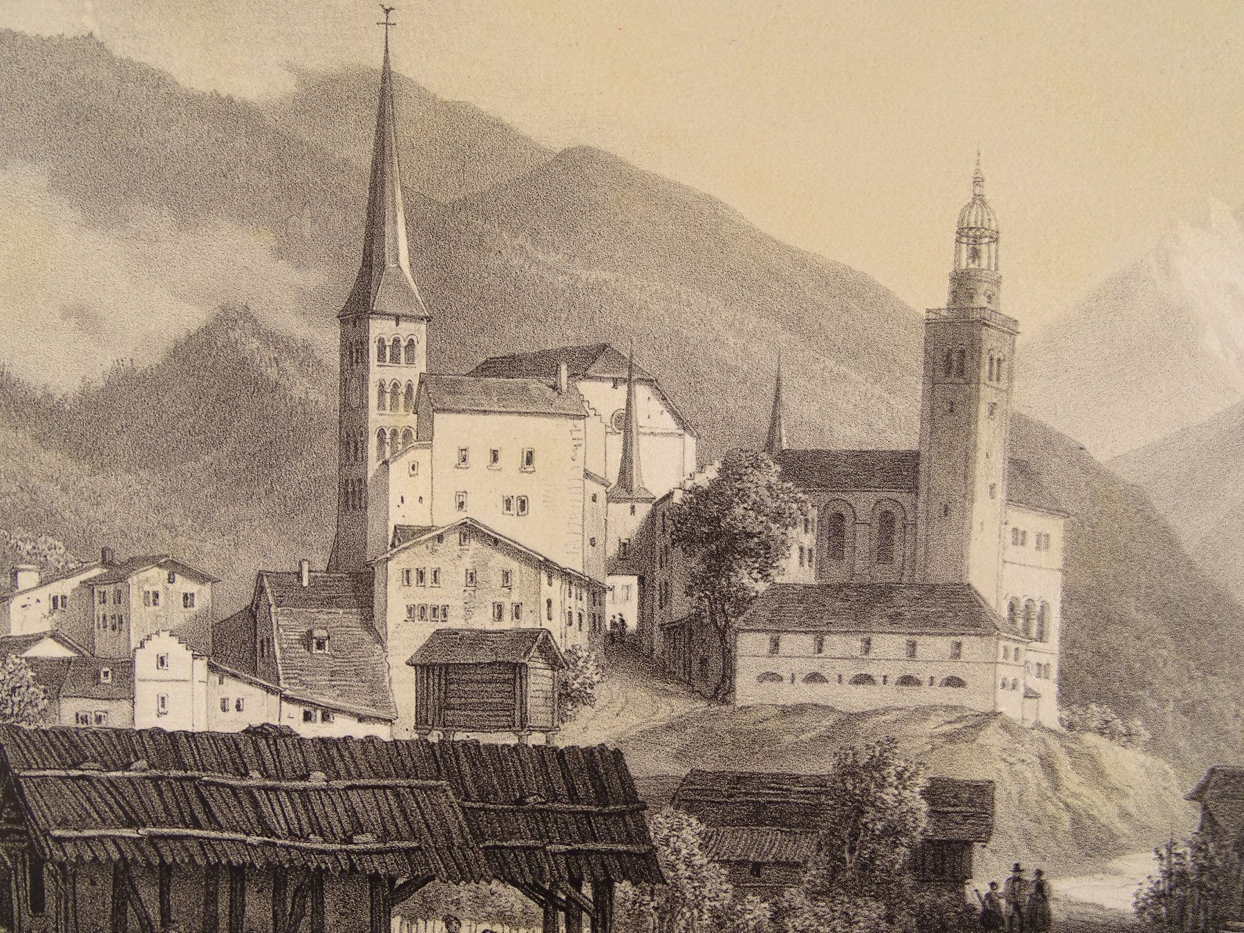 Incisioni: VISP, VIÈGE, LITHOGRAPHIE UM 1840 – Usato da Grüningen venduto da Kartensammler 3