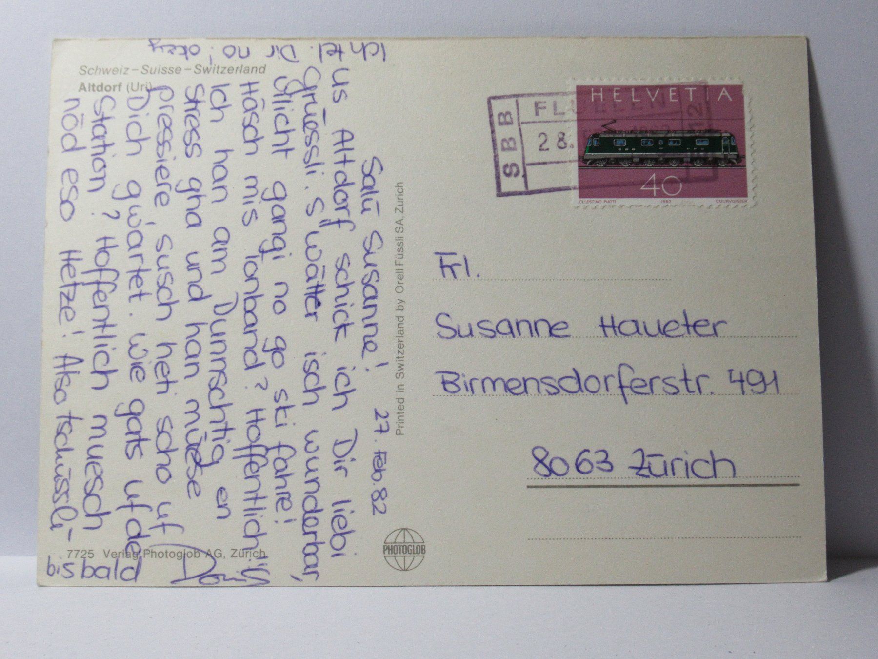 Cartoline postali: Altdorf , Telldenkmal  1982 – Usato da Grenchen venduto da Bluemchen1900 1